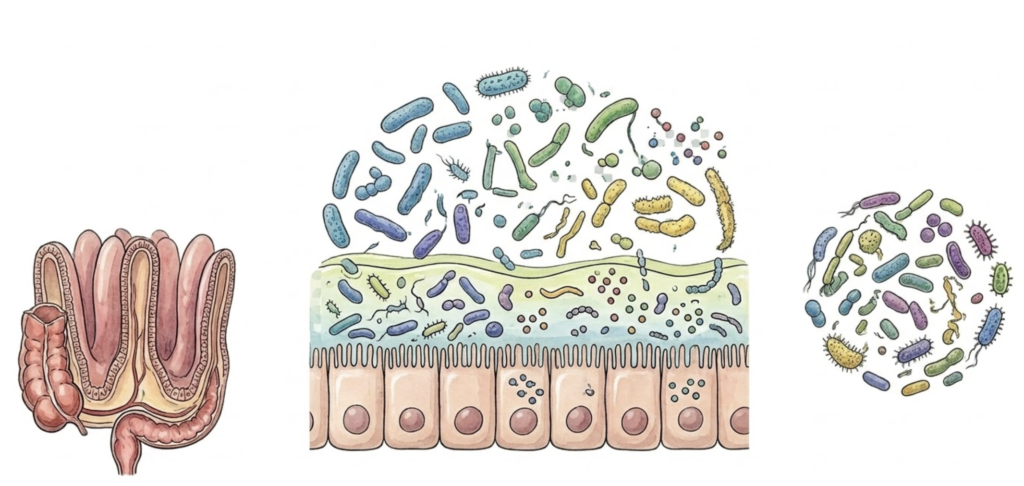 Dibujos explicativos sobre qué es la microbiota intestinal